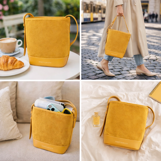 حقيبة دلو نسائية بريندا من الجلد الطبيعي