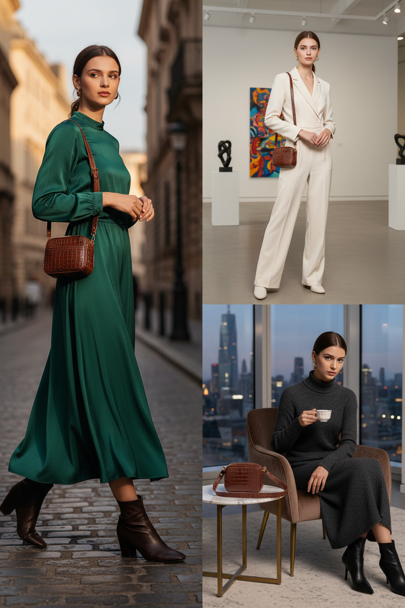 حقيبة بنقشة جلد التمساح