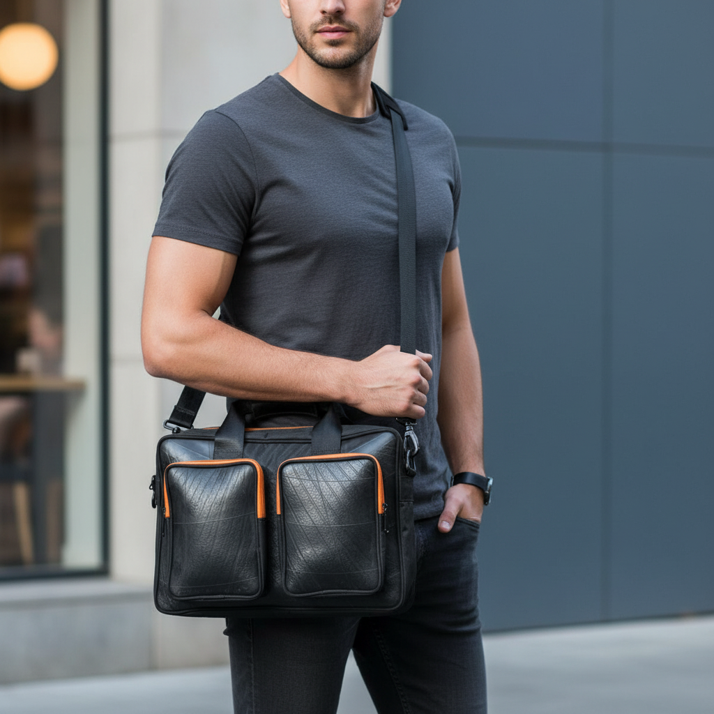 حقيبة لابتوب ماونتن باندا مصنوعة من إطارات معاد تدويرها