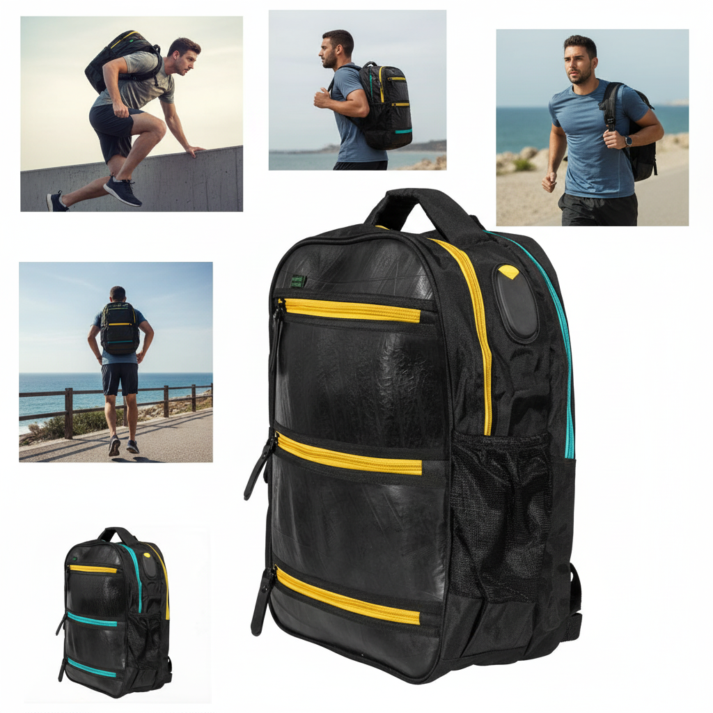 حقيبة ظهر بلاك تايغر مصنوعة من إطارات معاد تدويرها