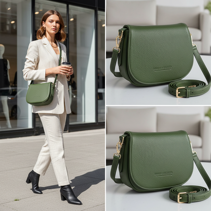 حقيبة كتف من الجلد الطبيعي مع حزام كتف