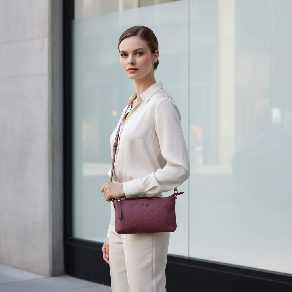 حقيبة كتف نسائية من الجلد الطبيعي  خفيفة الوزن