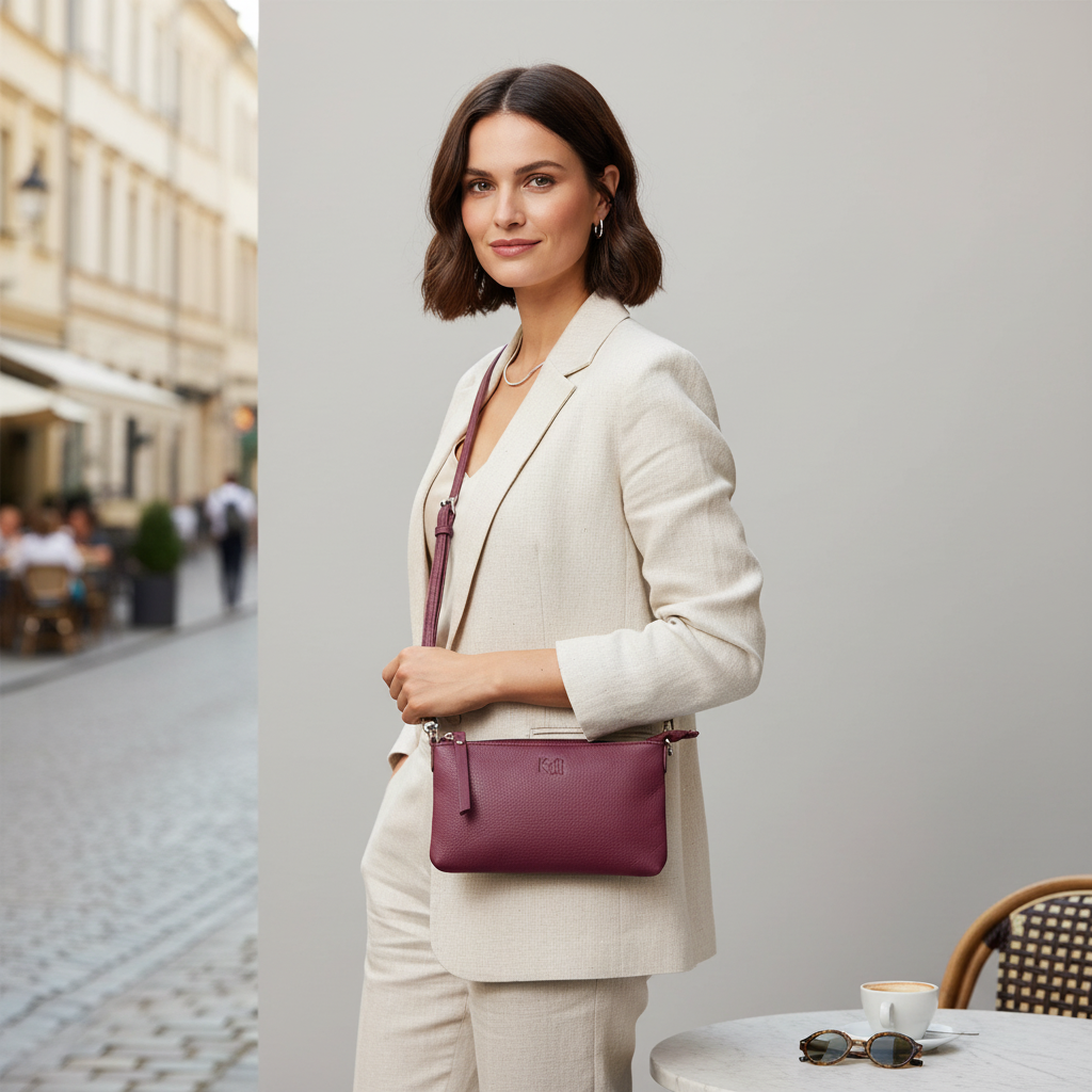 حقيبة كتف نسائية من الجلد الطبيعي  خفيفة الوزن