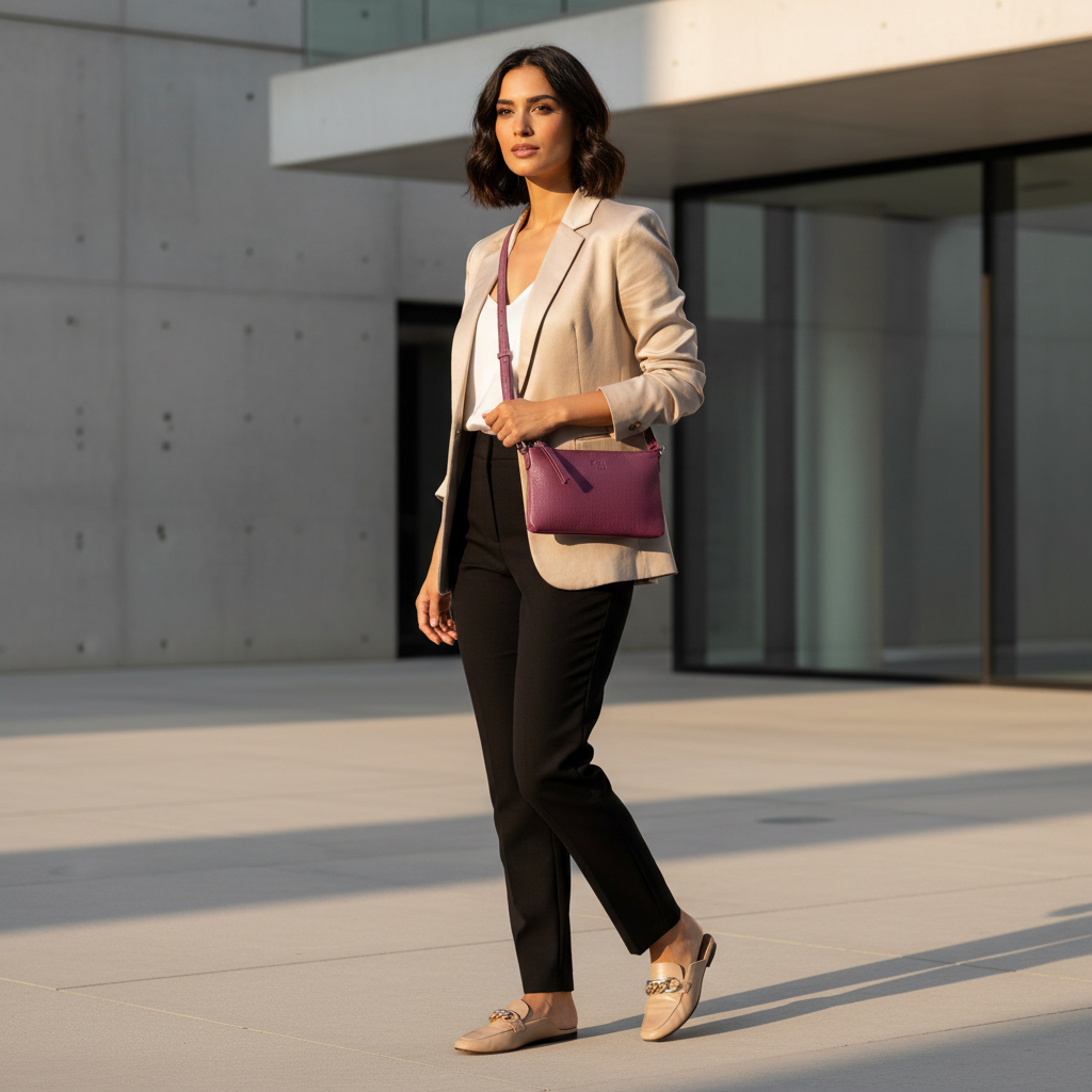 حقيبة كتف نسائية من الجلد الطبيعي  خفيفة الوزن