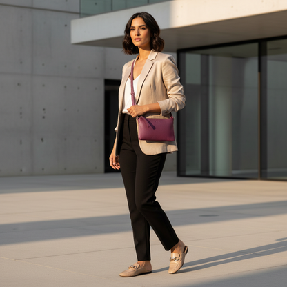 حقيبة كتف نسائية من الجلد الطبيعي  خفيفة الوزن