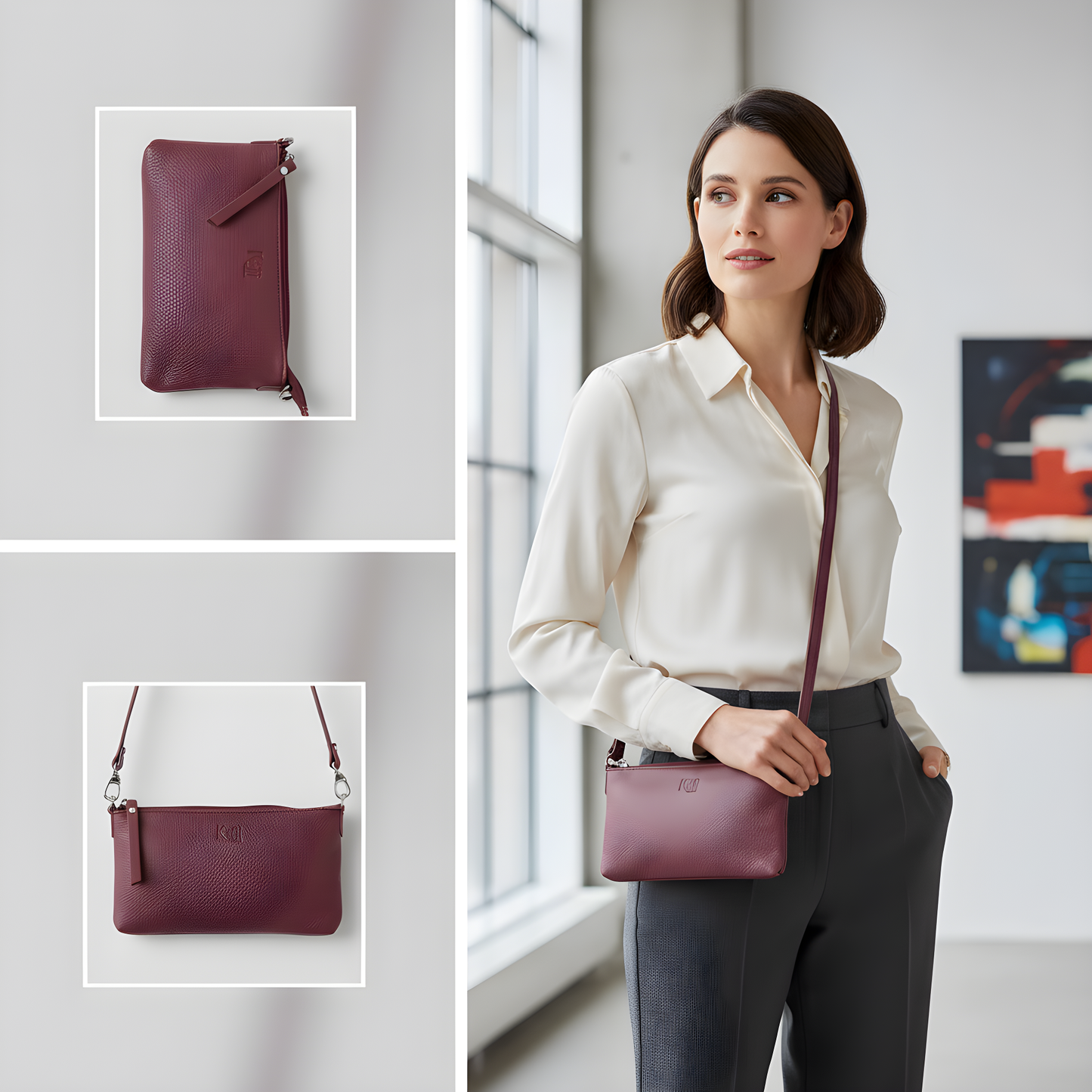 حقيبة كتف نسائية من الجلد الطبيعي  خفيفة الوزن