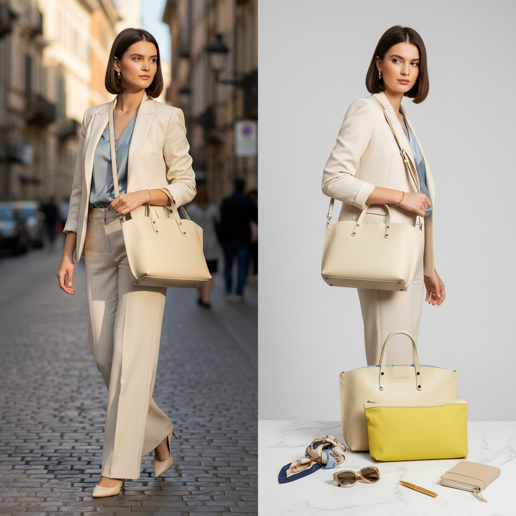 حقيبة يد نسائية من الجلد الطبيعي