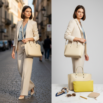 حقيبة يد نسائية من الجلد الطبيعي