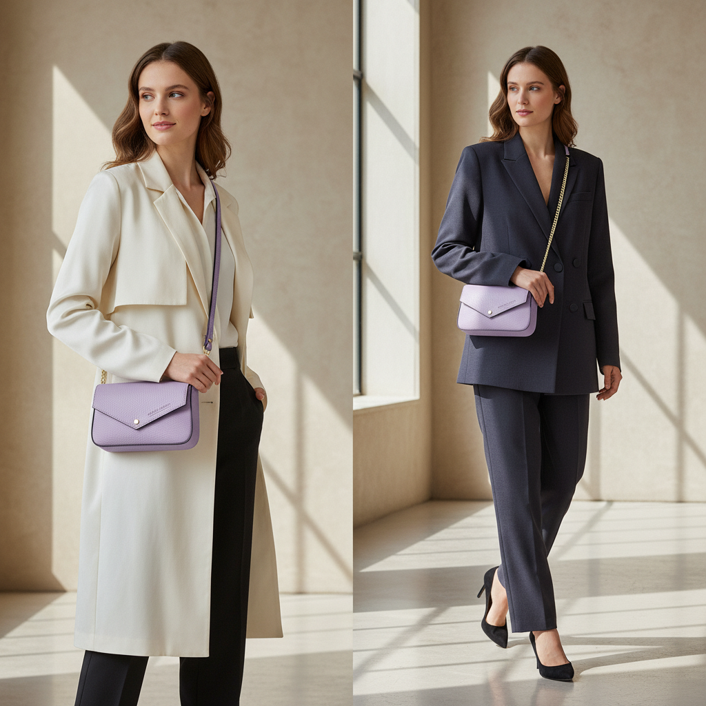 حقيبة كتف صغيرة مع حزام كتف بسلسلة قابلة للإزالة من الجلد الطبيعي