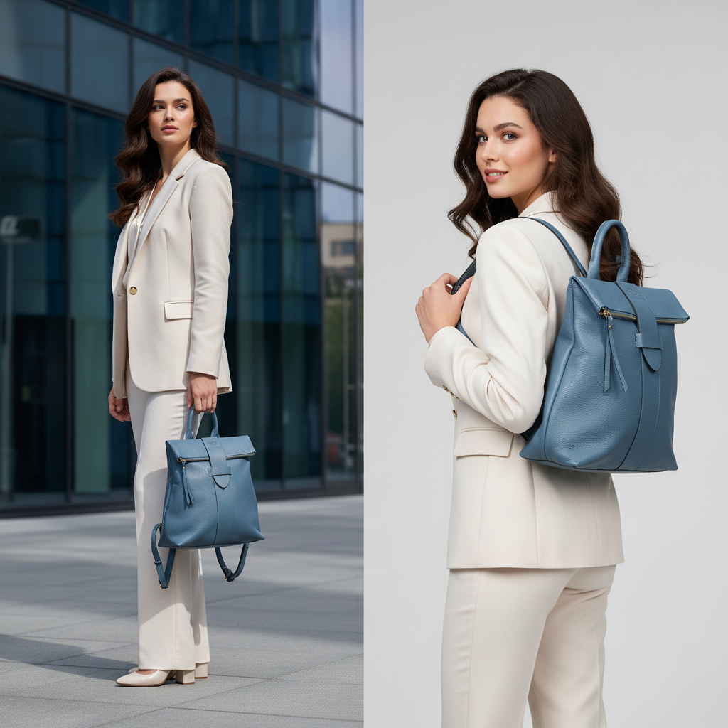 حقيبة ظهر نسائية ناعمة من الجلد الطبيعي