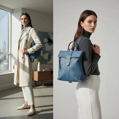 حقيبة ظهر نسائية ناعمة من الجلد الطبيعي