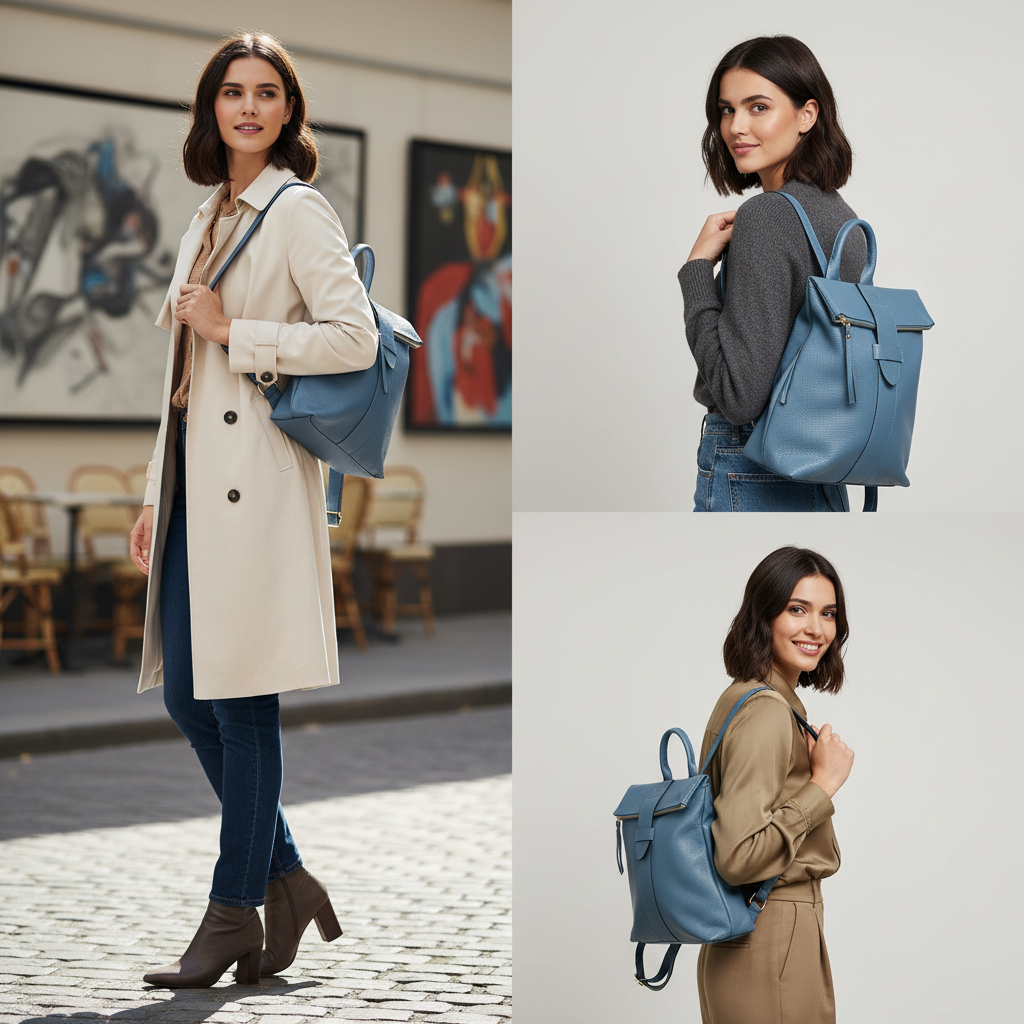 حقيبة ظهر نسائية ناعمة من الجلد الطبيعي