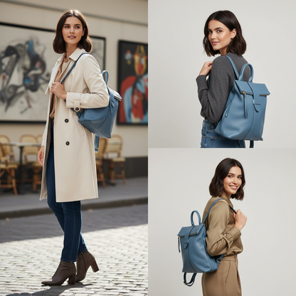 حقيبة ظهر نسائية ناعمة من الجلد الطبيعي