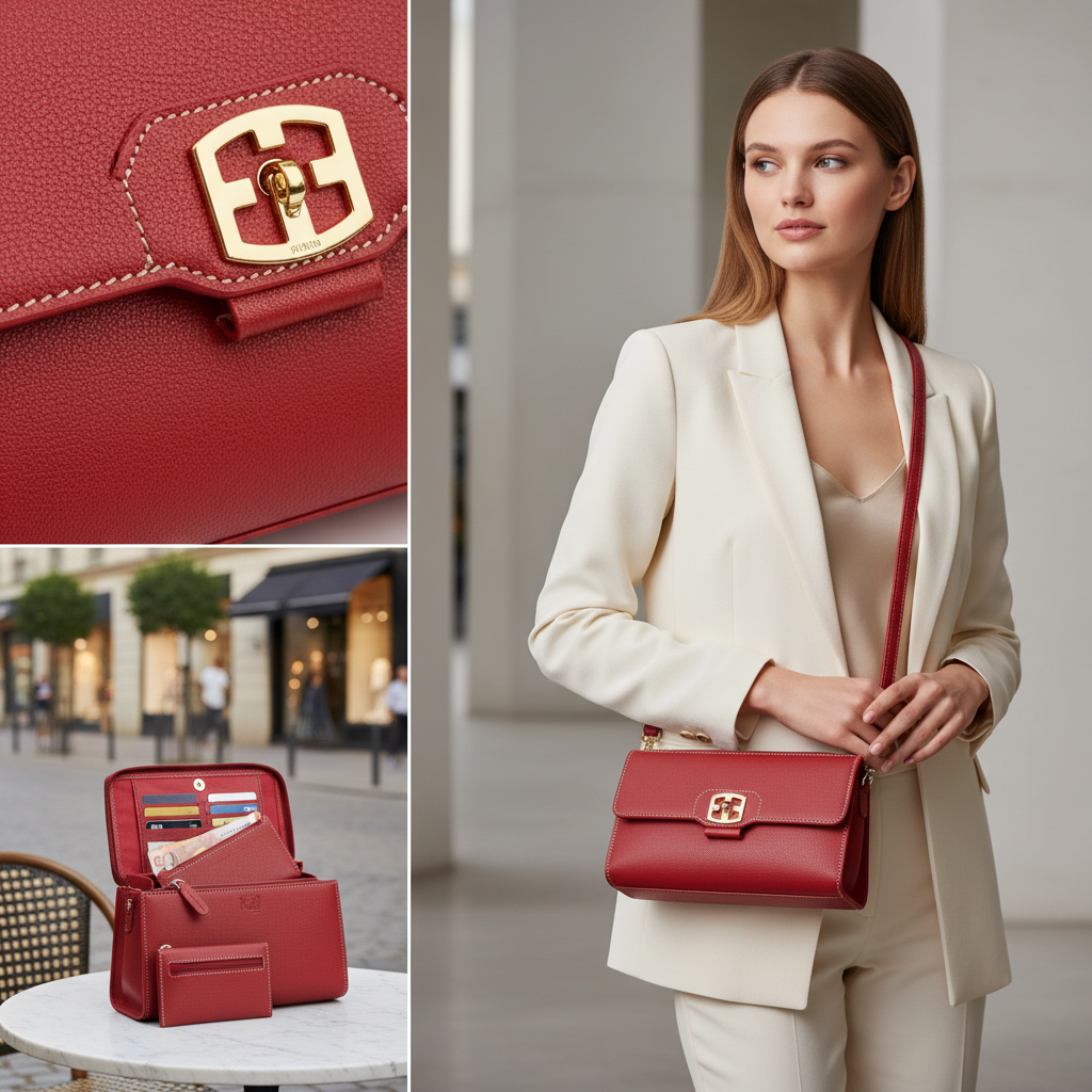 حقيبة نسائية من الجلد الطبيعي بملمس ناعم خفيف