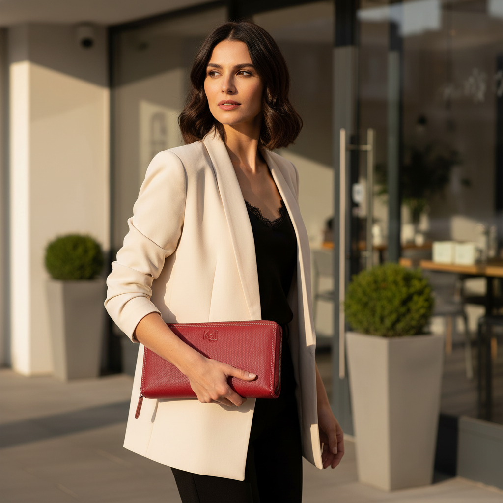 حقيبة نسائية من الجلد الطبيعي بملمس ناعم خفيف