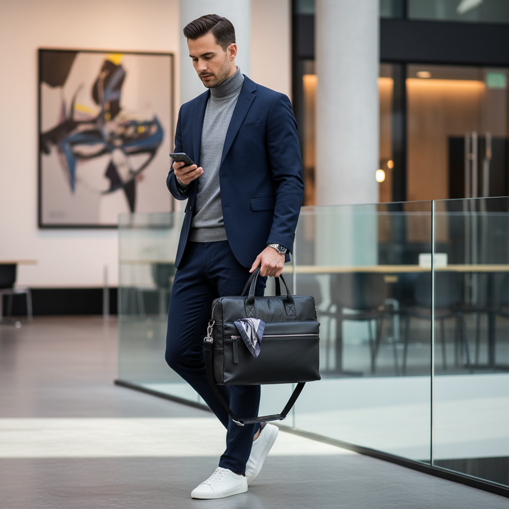 حقيبة عمل من النايلون المقاوم للماء والجلد الطبيعي