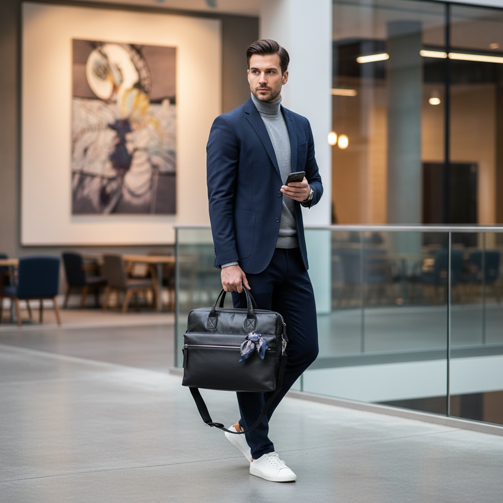 حقيبة عمل من النايلون المقاوم للماء والجلد الطبيعي